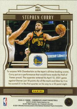 2020-21 Panini Chronicles #684 Stephen Curry Back