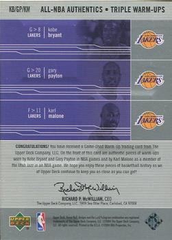 2003-04 Upper Deck Honor Roll - All-NBA Authentics Triple Warm Ups #KB/GP/KM Kobe Bryant / Gary Payton / Karl Malone Back