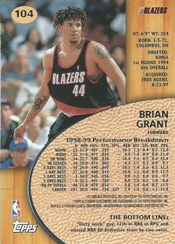 1999-00 Stadium Club Chrome #104 Brian Grant Back