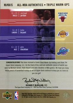 2003-04 Upper Deck Honor Roll - All-NBA Authentics Triple Warm Ups Gold #MJ/KB/JS Michael Jordan / Kobe Bryant / John Stockton Back
