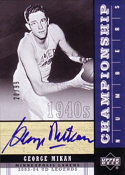 2003-04 Upper Deck Legends - Championship Numbers Autographs #40s-GM George Mikan Front