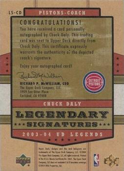 2003-04 Upper Deck Legends - Legendary Signatures #LS-CD Chuck Daly Back
