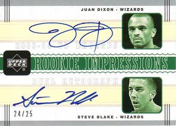 2003-04 Upper Deck Legends - Rookie Impressions Dual Autographs #JD/SB Juan Dixon / Steve Blake Front