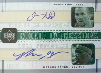 2003-04 Upper Deck Legends - Rookie Impressions Dual Autographs #JK/MB Jason Kidd / Marcus Banks Front