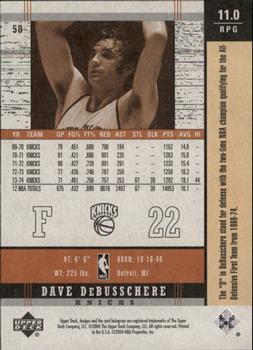 2003-04 Upper Deck Legends - Throwback #58 Dave DeBusschere Back