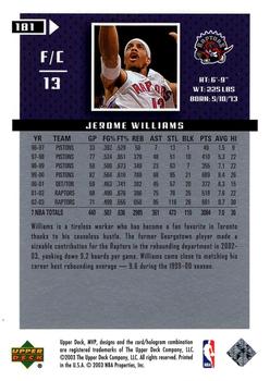 2003-04 Upper Deck MVP - Black #181 Jerome Williams Back