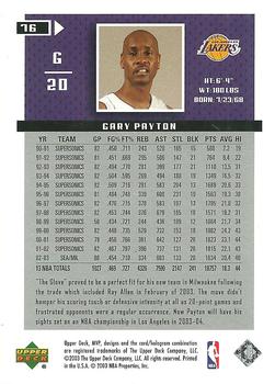 2003-04 Upper Deck MVP - Gold #76 Gary Payton Back