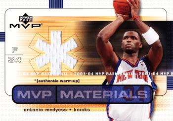 2003-04 Upper Deck MVP - Materials Warmups #AM-WU Antonio McDyess Front