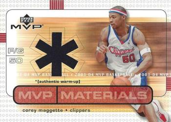 2003-04 Upper Deck MVP - Materials Warmups #CM-WU Corey Maggette Front