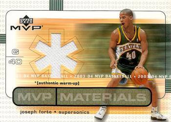 2003-04 Upper Deck MVP - Materials Warmups #JF-WU Joseph Forte Front