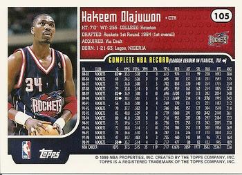 1999-00 Topps #105 Hakeem Olajuwon Back