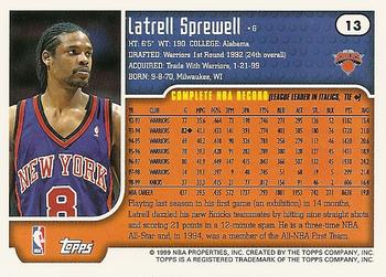 1999-00 Topps #13 Latrell Sprewell Back