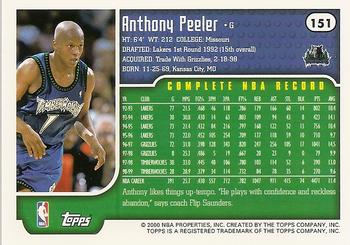 1999-00 Topps #151 Anthony Peeler Back