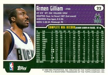 1999-00 Topps #22 Armen Gilliam Back