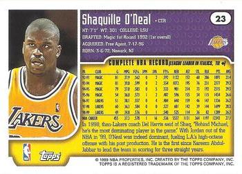 1999-00 Topps #23 Shaquille O'Neal Back