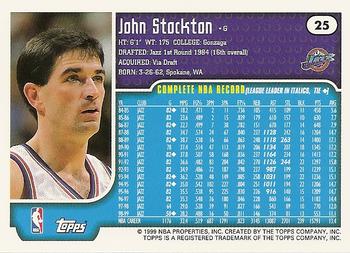 1999-00 Topps #25 John Stockton Back