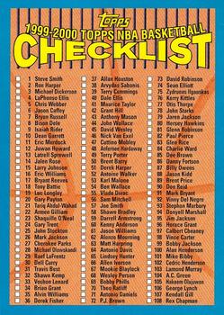 1999-00 Topps #NNO Checklist Front