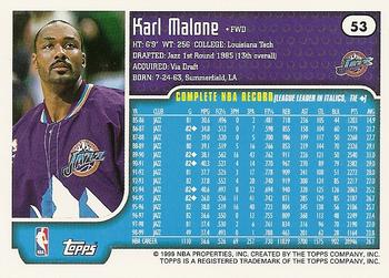 1999-00 Topps #53 Karl Malone Back