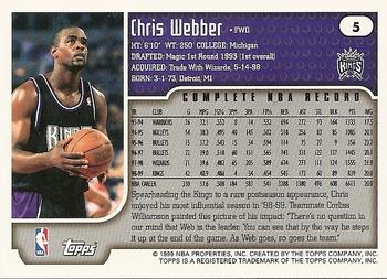 1999-00 Topps #5 Chris Webber Back