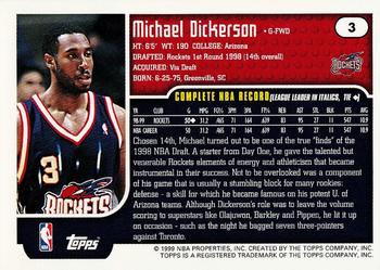 1999-00 Topps #3 Michael Dickerson Back