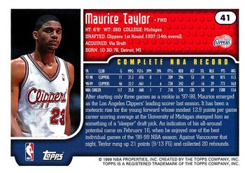 1999-00 Topps #41 Maurice Taylor Back