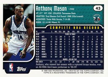 1999-00 Topps #43 Anthony Mason Back
