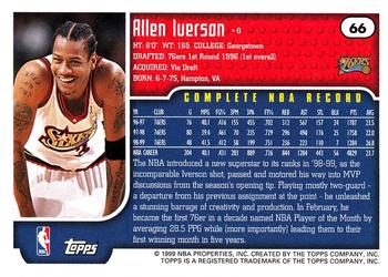 1999-00 Topps #66 Allen Iverson Back