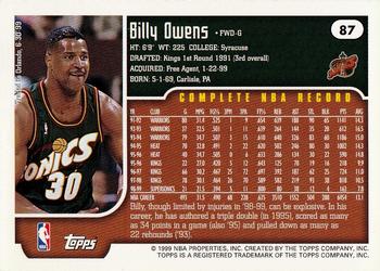 1999-00 Topps #87 Billy Owens Back