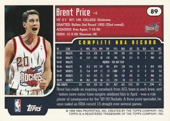 1999-00 Topps #89 Brent Price Back