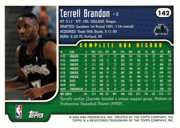 1999-00 Topps #142 Terrell Brandon Back