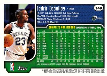 1999-00 Topps #149 Cedric Ceballos Back