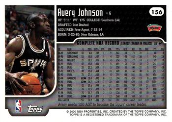 1999-00 Topps #156 Avery Johnson Back