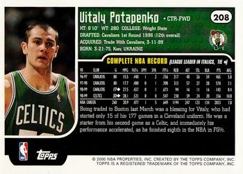 1999-00 Topps #208 Vitaly Potapenko Back