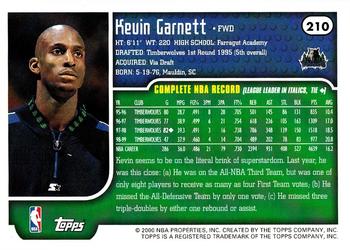 1999-00 Topps #210 Kevin Garnett Back