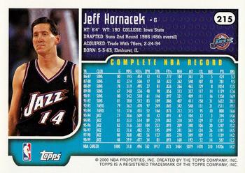 1999-00 Topps #215 Jeff Hornacek Back