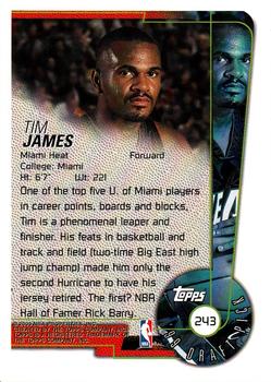 1999-00 Topps #243 Tim James Back