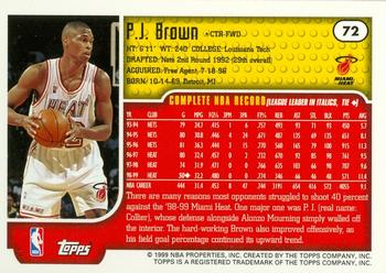 1999-00 Topps #72 P.J. Brown Back