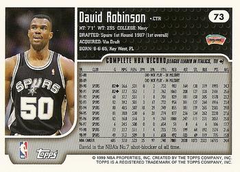 1999-00 Topps #73 David Robinson Back