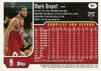 1999-00 Topps #91 Mark Bryant Back