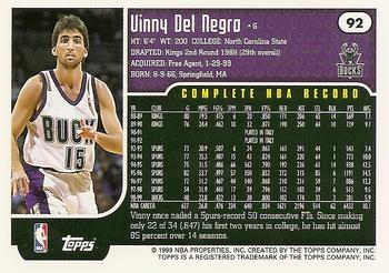 1999-00 Topps #92 Vinny Del Negro Back
