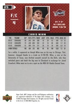 2003-04 Upper Deck MVP - Silver #25 Chris Mihm Back