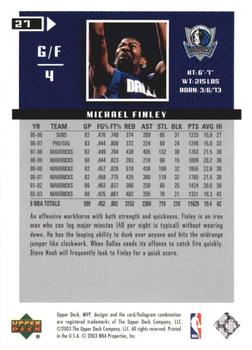 2003-04 Upper Deck MVP - Silver #27 Michael Finley Back
