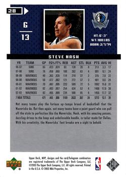 2003-04 Upper Deck MVP - Silver #28 Steve Nash Back