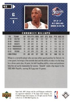 2003-04 Upper Deck MVP - Silver #41 Chauncey Billups Back