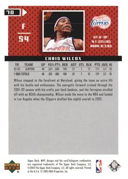 2003-04 Upper Deck MVP - Silver #70 Chris Wilcox Back
