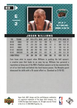 2003-04 Upper Deck MVP - Silver #80 Jason Williams Back