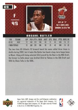 2003-04 Upper Deck MVP - Silver #89 Rasual Butler Back