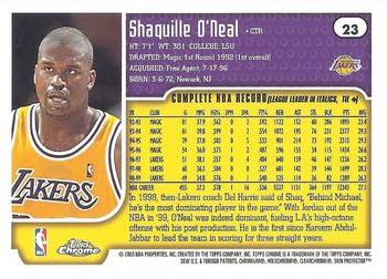 1999-00 Topps Chrome #23 Shaquille O'Neal Back