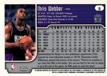 1999-00 Topps Chrome #5 Chris Webber Back