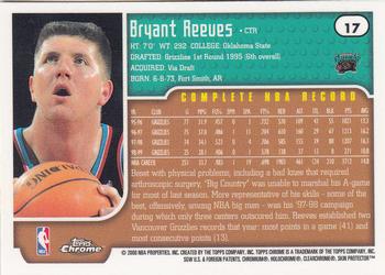1999-00 Topps Chrome #17 Bryant Reeves Back
